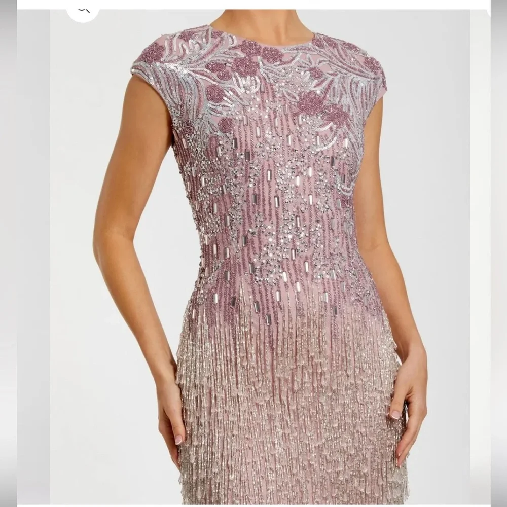 Mac Duggal Pink Fringe Wedding Dress - Picture 3 of 5